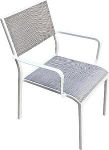 Amicasa Sedia per Esterni Impilabile in Alluminio/Textilene Dimensioni 57x64x86 cm colore Bianco/Grigio - Carol