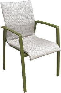 Amicasa Sedia per Esterni Impilabile in Alluminio/Textilene Dimensioni 57x62x89 cm colore Verde Oliva/Grigio chiaro - Mikonos