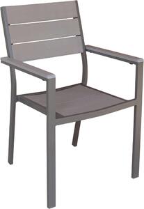 VivaGarden Sedia per Esterni Impilabile in Alluminio/Polywood Dimensioni 58x58x89 cm colore Taupe - Confucio