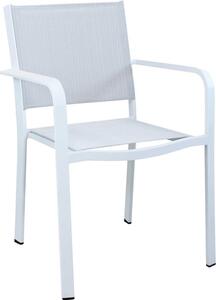 VivaGarden Sedia per Esterni Impilabile in Alluminio/Textilene Dimensioni 56x60x84 cm colore Bianco - Zen
