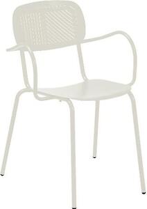 Amicasa Sedia per Esterni Impilabile in Ferro Dimensioni 52,5x61x79 cm colore Bianco caldo - Louis