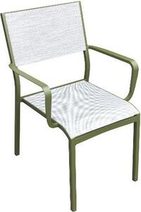 Amicasa Sedia per Esterni Impilabile in Alluminio/Textilene Dimensioni 57x64x86 cm colore Verde Oliva/Grigio chiaro - Carol