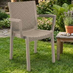 Plastica Alto Sele Sedia per Esterni Impilabile in Plastica Effetto Rattan Dimensioni 55x52x83 cm colore Tortora - Panarea