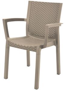 Plastica Alto Sele Sedia per Esterni Impilabile in Plastica Effetto Rattan Dimensioni 55x52x83 cm colore Tortora - Panarea