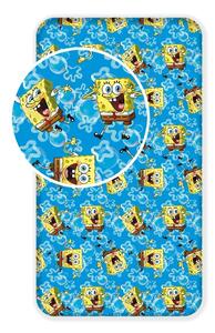 Lenzuolo con angoli per bambini blu in cotone 90x200 cm Sponge Bob "Blue" – Jerry Fabrics