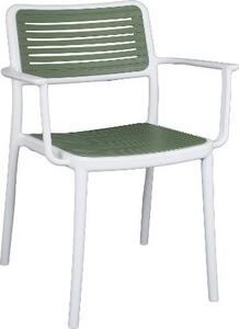 Amicasa Sedia per Esterni Impilabile in Polipropilene Dimensioni 53x62x81 cm colore Bianco/Verde - Siviglia