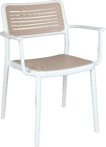 Amicasa Sedia per Esterni Impilabile in Polipropilene Dimensioni 53x62x81 cm colore Bianco/Tortora - Siviglia
