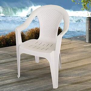 IPAE PROGARDEN Sedia per Esterni Impilabile in Polipropilene Dimensioni 54x56x81 cm colore Bianco - Ischia