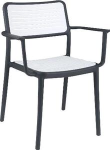 Amicasa Sedia per Esterni Impilabile in Polipropilene Dimensioni 53x62x81 cm colore Antracite/Bianco - Siviglia