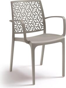 BICA Sedia per Esterni Impilabile in Polipropilene Dimensioni 56x56x81 cm colore Taupe - Ninfa Armchair