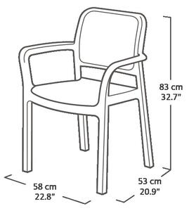 KETER Sedia per Esterni Impilabile in Polipropilene Dimensioni 58x53x83 cm colore Grafite - Bella