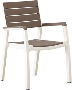 KETER Sedia per Esterni Impilabile in Resina con Braccioli Dimensioni 58x58x86 cm colore Bianco/Cappuccino - Harmony