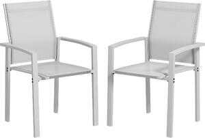 VivaGarden Sedia per Esterni Impilabile Set 2 Sedie da Giardino in Alluminio/Textilene Dimensioni 56x58x89 cm colore Grigio Chiaro