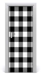 Poster adesivo per porta Griglia in bianco e nero 75x205 cm