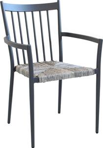 VivaGarden Sedia per Esterni Impilabile in Wicker/Alluminio Dimensioni 55x57x86 cm colore Grigio/Antracite - Nimega