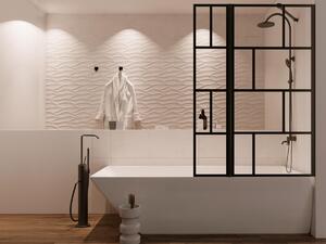 Parete per vasca da bagno con apertura girevole 100 x 140 cm Nero opaco Stile industriale - OBELINI