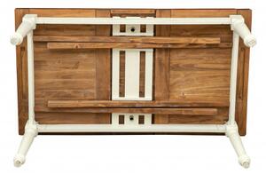 Tavolo allungabile Country con struttura bianca anticata piano noce in legno massello di tiglio Made in Italy