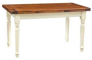 Tavolo allungabile Country in legno massello di tiglio struttura bianca anticata piano noce. Made in Italy