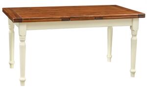 Tavolo allungabile Country con struttura bianca anticata piano noce in legno massello di tiglio Made in Italy