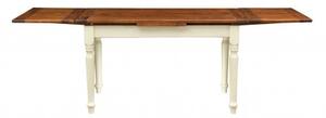 Tavolo allungabile Country in legno massello di tiglio struttura bianca anticata piano noce. Made in Italy