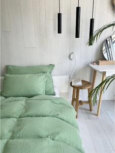 Set copripiumino e federa verde in mussola per letto singolo 135x200 cm Plain Muslin – Butter Kings