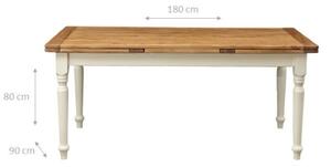 Tavolo allungabile Country in massello di tiglio struttura bianca anticata piano naturale Made in Italy