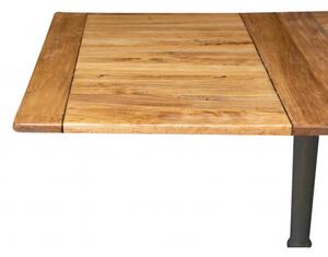 Tavolo allungabile in legno massello di tiglio struttura grigio anticato piano finitura naturale. Made in Italy