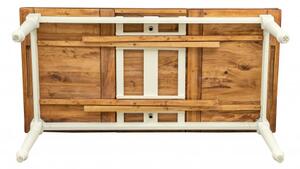 Tavolo allungabile Country in legno massello di tiglio struttura bianca anticata piano noce Made in Italy
