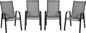 VivaGarden Sedia per Esterni Impilabile Set 4 Sedie da Giardino in Metallo/Tessuto Dimensioni 54x75,5x95 cm colore Grigio