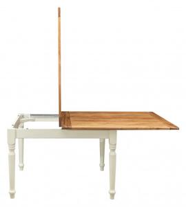 Tavolo allungabile a libro Country legno massello di tiglio struttura bianca anticata piano naturale. Made Italy