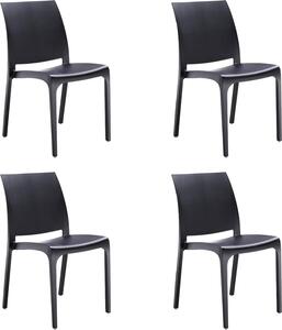 Divina Home Sedia per Esterni Impilabile Set 4 Sedie da Giardino in Polipropilene Dimensioni 46x54x80 cm colore Nero - Sofia