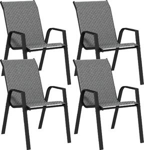VivaGarden Sedia per Esterni Impilabile Set 4 Sedie da Giardino in Rattan PE Dimensioni 52x70x85 cm colore Grigio