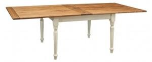 Tavolo allungabile a libro Country legno massello di tiglio struttura bianca anticata piano naturale. Made Italy