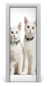 Adesivo per porta Due gatti bianchi 75x205 cm