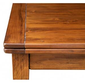 Tavolo allungabile a libro Country in legno massello di tiglio finitura noce 120x120x80 cm. Made in Italy