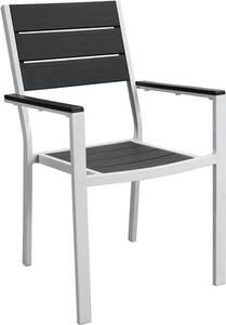 Amicasa Sedia per Esterni in Acciaio Dimensioni 58x55,5x88,5 cm colore Bianco/Grigio - Cortina