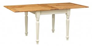 Tavolo Country allungabile in legno massello di tiglio struttura bianca anticata piano naturale L90xPR90xH80 cm. Made in Italy