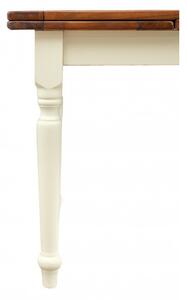 Tavolo Country allungabile in legno massello di tiglio struttura bianca anticata piano noce L120xPR80xH80 cm. Made in Italy