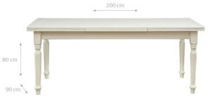 Tavolo Country allungabile in legno massello di tiglio finitura bianca anticata L200xPR90xH80 cm. Made in Italy