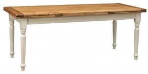 Tavolo Country allungabile in legno massello di tiglio struttura bianca anticata piano naturale L200xPR90xH80 cm. Made in Italy