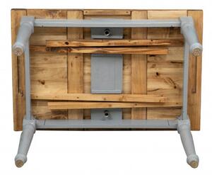 Tavolo Country allungabile in legno massello di tiglio struttura grigio anticato piano naturale L120xPR80xH80 cm. Made in Italy