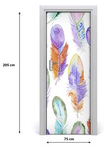 Adesivo per porta interna Piume colorate 75x205 cm