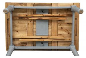 Tavolo Country allungabile in legno massello di tiglio struttura grigio anticato piano naturale L120xPR80xH80 cm. Made in Italy
