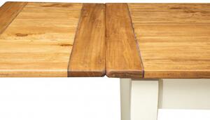 Tavolo Country allungabile in legno massello di tiglio struttura bianca anticata piano naturale. Made in Italy