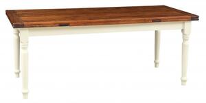 Tavolo Country allungabile in legno massello di tiglio struttura bianca anticata piano noce L200xPR90xH80 cm. Made in Italy