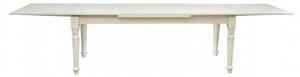 Tavolo Country allungabile in legno massello di tiglio finitura bianca anticata L220xPR100xH80 cm. Made in Italy