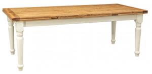 Tavolo Country allungabile legno massello di tiglio struttura bianca anticata piano naturale L220xPR100xH80 cm. Made in Italy