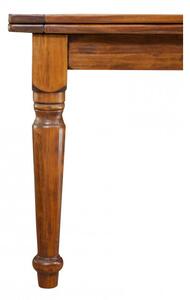 Tavolo Country allungabile in legno massello di tiglio finitura noce L220xPR100xH80 cm. Made in Italy