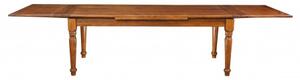 Tavolo Country allungabile in legno massello di tiglio finitura noce L220xPR100xH80 cm. Made in Italy