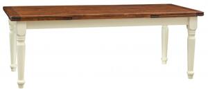 Tavolo Country allungabile in legno massello di tiglio struttura bianca anticata piano noce L220xPR100xH80 cm. Made in Italy